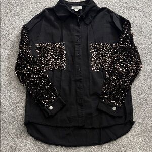 Sequin Button Down